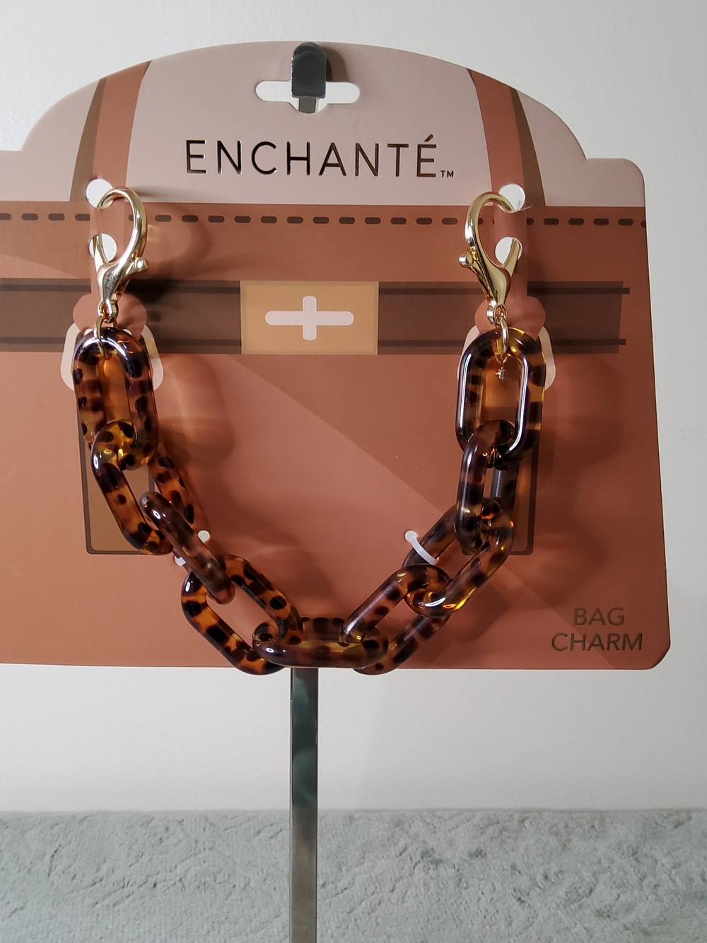 * Enchante Elegant Acrylic Links Goldhare Purse Chain Shoulder Bag Brown/Black